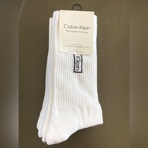 Calvin Klein Men’s Reimagined Heritage Cushion Crew 3 Pairs White